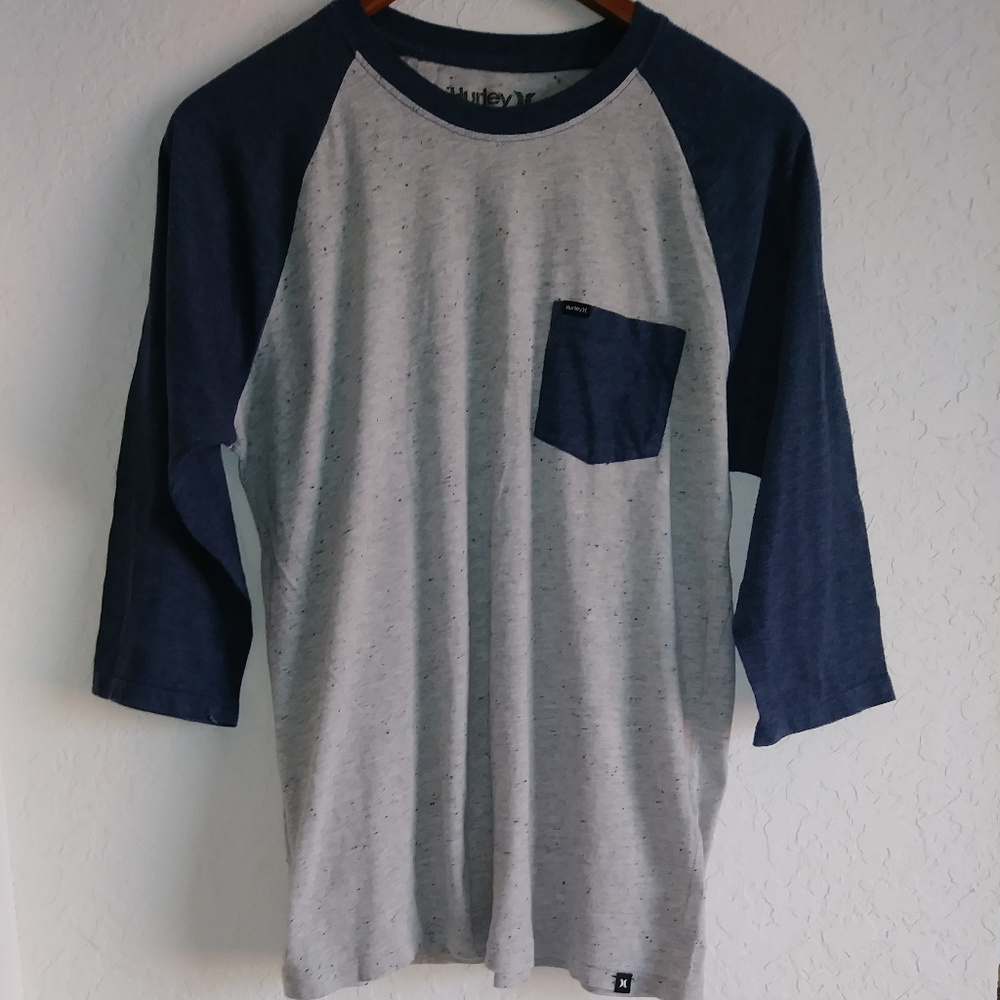 Hurley Speckled Blue 3/4 Sleeve Tee Premium Fit M